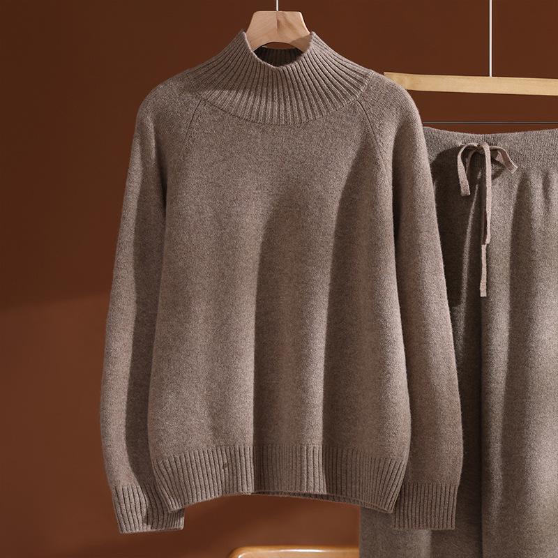 Women's High Neck Lambswool Base Layer: Warm, Thick Autumn/Winter Slimming Pullover Sweater