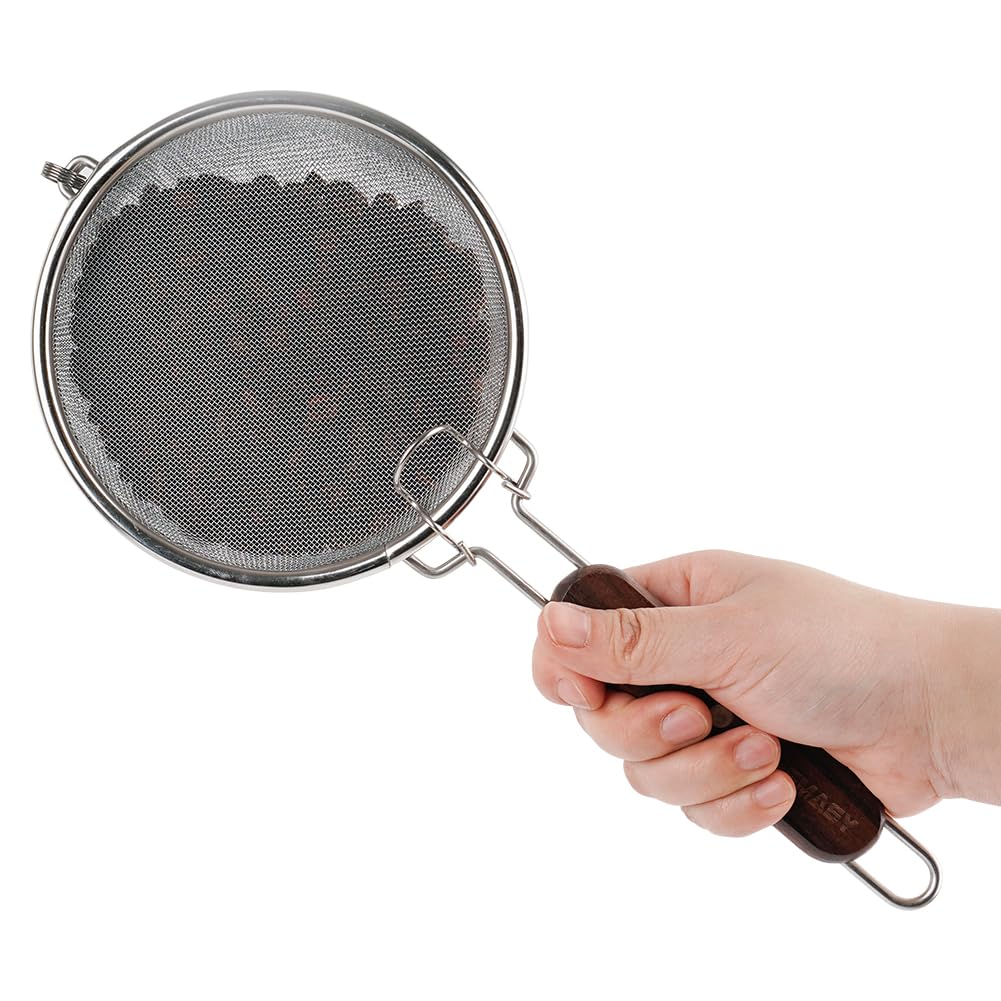 Stainless Steel Hand Roasting Rack with Wooden Handle, Round, 14cm Diameter, for Home Use