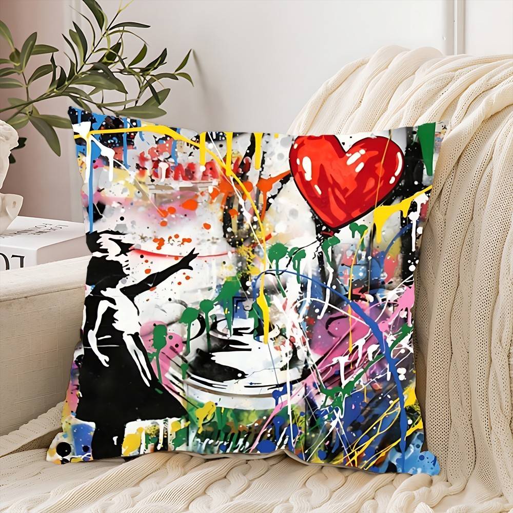 Banksy Street Graffiti Pillow Case Cushion Cover Soft Cute Throw Pillow Case For Car Sofa Pillowcase Polyester With Zipper