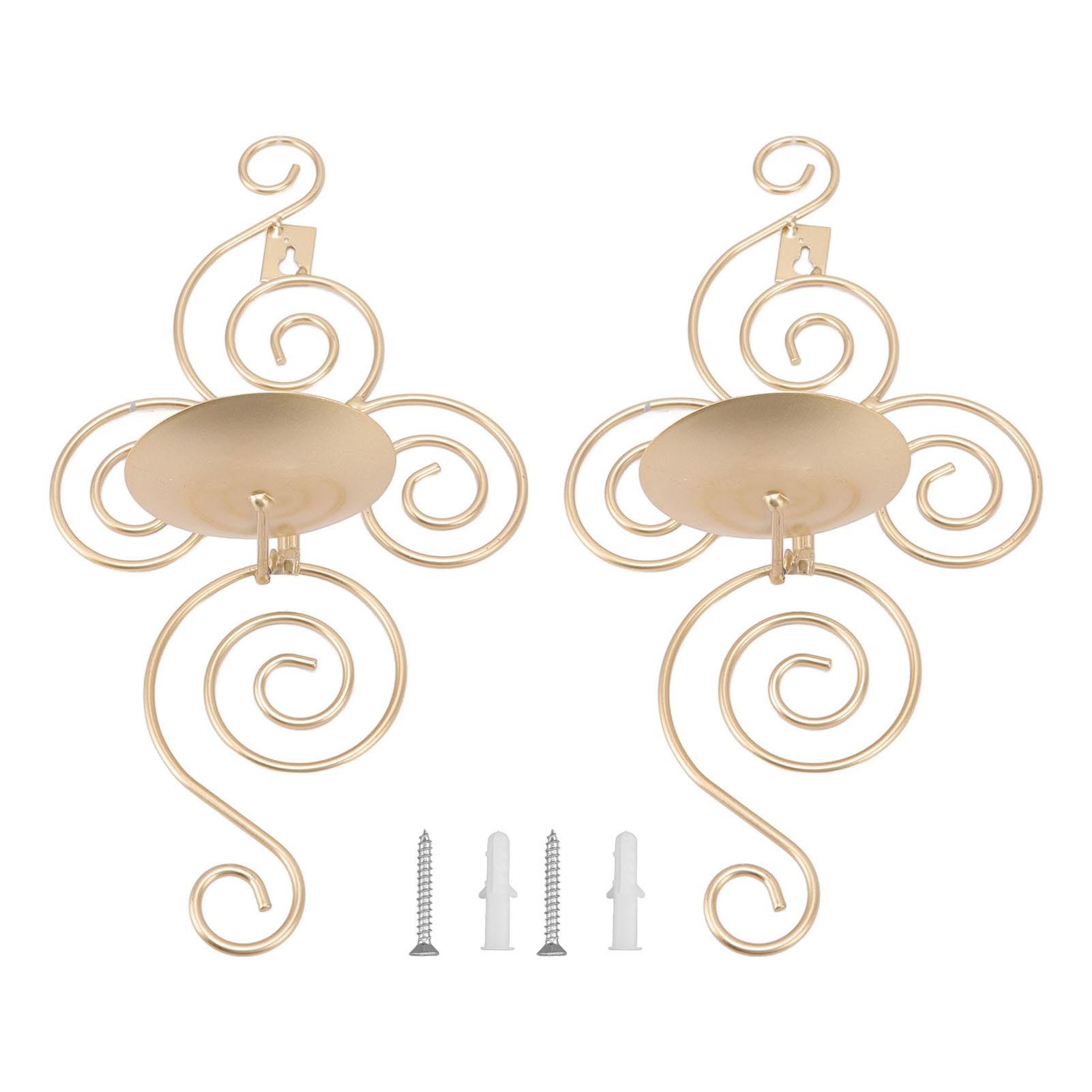 

2 шт. Настенный подсвечник Складной Европейский стиль Витой кованый железо Настенный подвесной подсвечник золотой