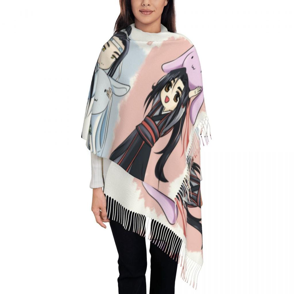 Custom Gusu Lan Sect The Untamed Tassel Scarf Women Soft Mo Dao Zu Shi Wei Wuxian Shawl Wrap Lady Winter Fall Scarves