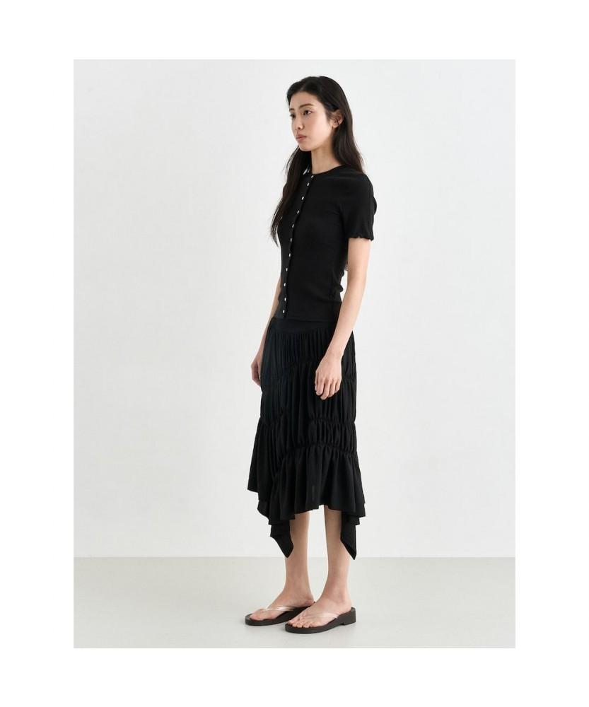 Anggae Jersey Short Sleeve Cardigan Black