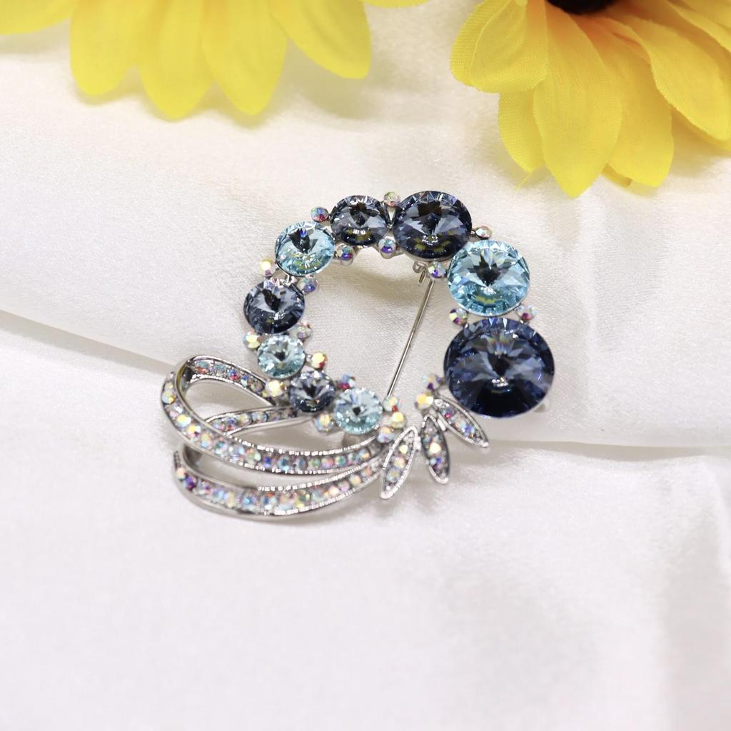 Crystal Zircon Flower Brooch Luxury Dimond Ribbon Rhinestone Corsage Gift for Women for Graduation Entrance Comes with a Gift Case Weddings,