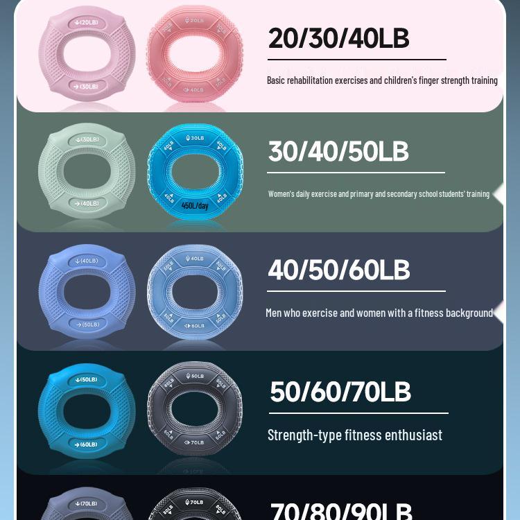 Silicone Grip Ring for Men, Women, and Kids - Hand, Arm, and Finger Strength Training/Rehabilitation Equipment