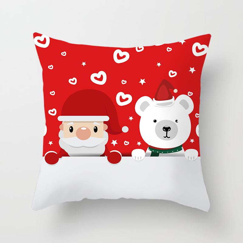Cartoon Santa Claus Pillowcase Sofa Kids Room Decoration Christmas Cushion Cover
