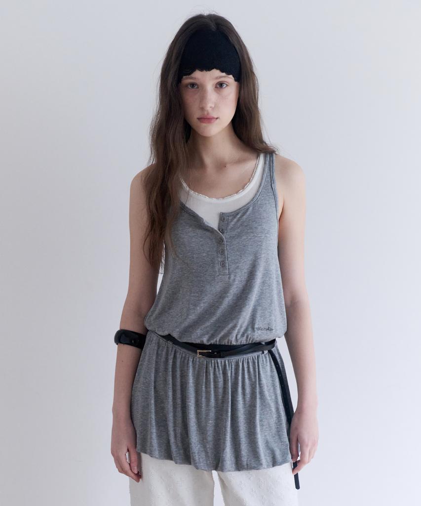 Lora Lora Jersey Balloon Layered One Piece Gray