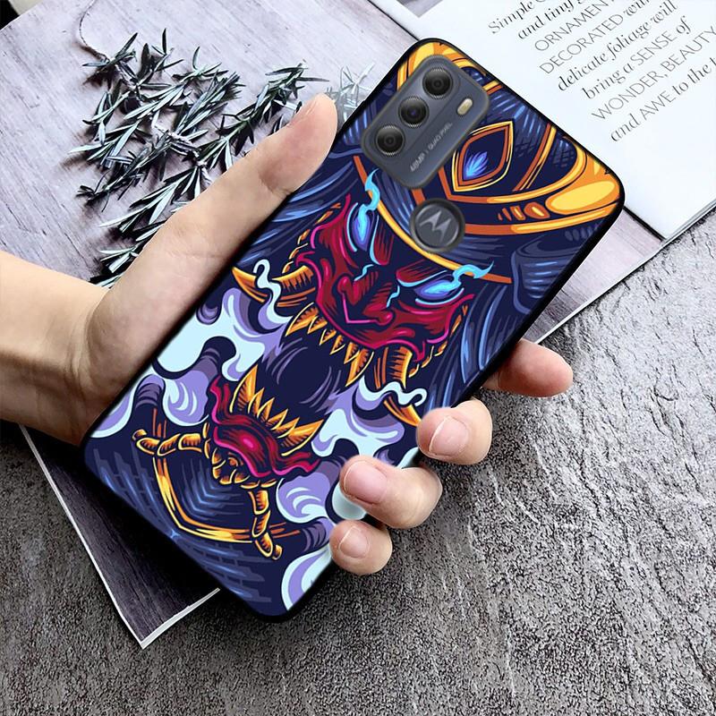 Samuraj Oni maska etui na telefon Motorola Moto E32 E20 E40 G22 G52 G20 G30 G100 G60 G50 G10 GPure GStylus G9 jedno działanie makro