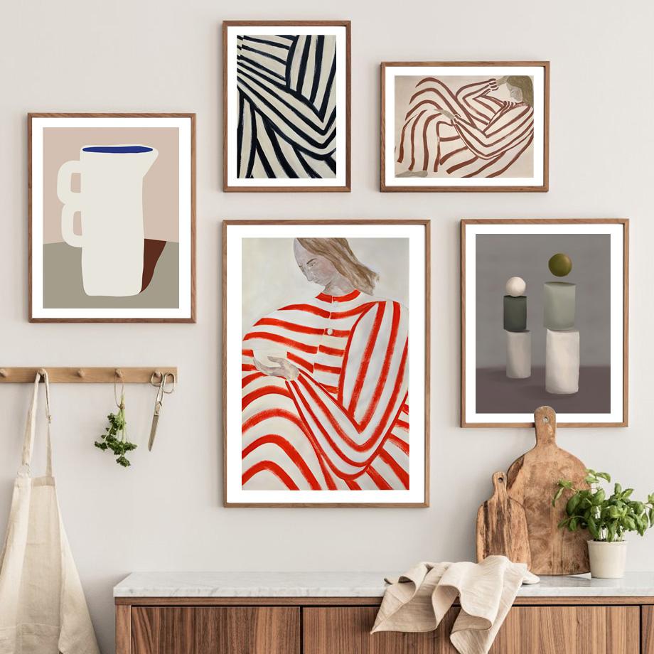 Lines Curve Girl Geometry Modern Abstract Posters And Prints Wall Art Canvas Painting Hotel Bar Pictures For Living Room Decor