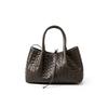 Portable Handmade Cowhide Woven Bag Niche Versatile Style Underarm Casual Fashion Large Capacity Shoulder Tote Bag