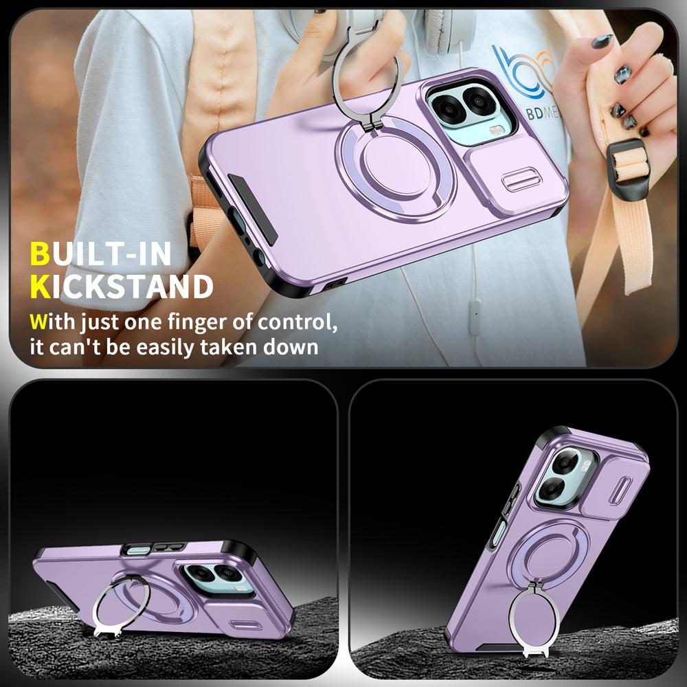 KEYSION 360° Rotating Ring Stand Phone Case for OPPO A6x 5G A6 A6t Pro A6s 5G Slide Camera Protection Magnetic Shockproof Cover