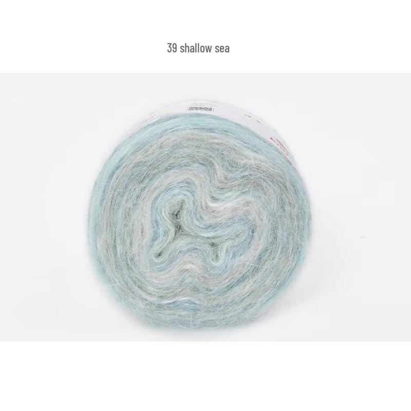 Hand-Dyed Gradient Rainbow Mohair Yarn - Fluffy, Soft, and Perfect for Knitting and DIY Projects.