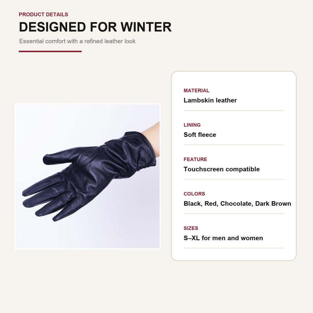 Damen Lange Lammlederhandschuhe Fleecegefüttert Warm Winter Touchscreen Elegante Handschuhe für Tägliches Pendeln Party