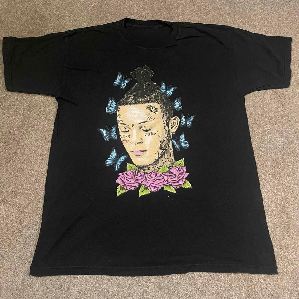 Vintage All Size Lil Skies Butterfly TShirt Black Short Sleeve ZL593 Unisex T-Shirt XXL