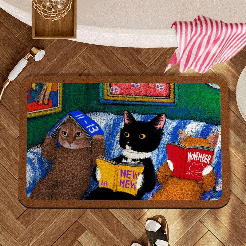 Cute Kitten Non-Slip Water-Absorbent Bathroom Mat