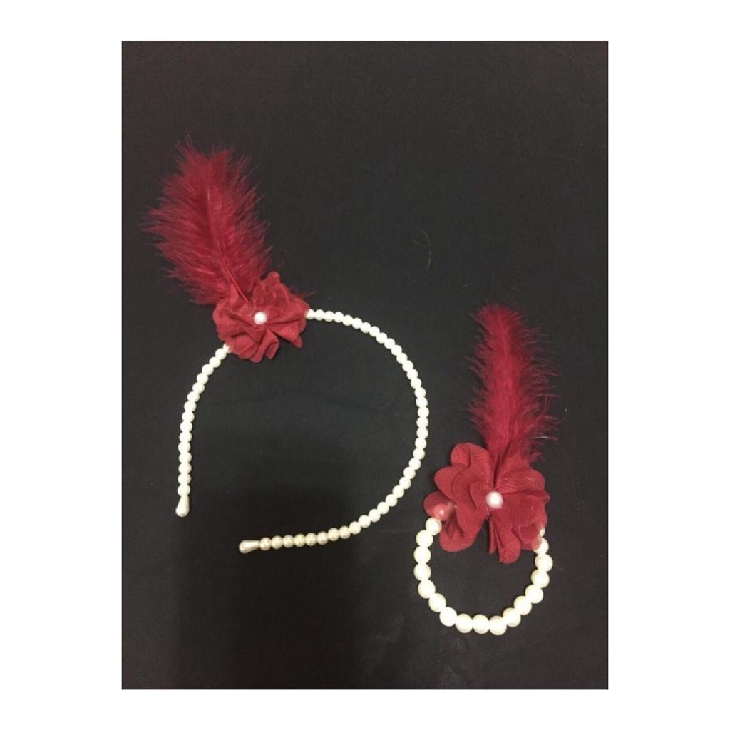 1 Piece Bride's Crown And Bracelet 10 Pieces Bridesmaid Bracelet With Pearls And Feathers