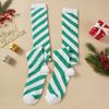Christmas Green Red Cotton Stocking Striped Over The Knee Bowknot Long Socks