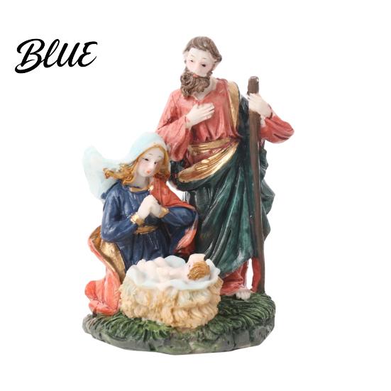 Christian Home Religious Gifts Holy Family Manger Resin Ornament, Hand Painted Tabletop Figurine, Nativity Decor Christmas Scene for Office