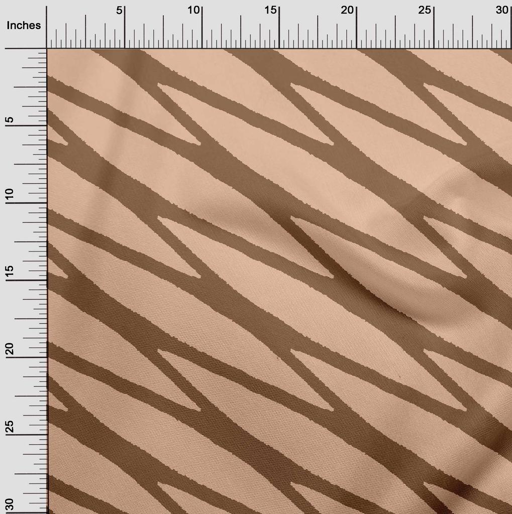 oneOone Cotton Flex Dark Beige Fabric Abstracts Sewing Material Print Fabric By The Yard 40 Inch