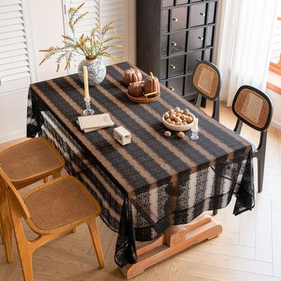 Household Simple Hollow Grid Crochet Fringed Dining Table Cloth Living Room Tea Table Cloth Simple Versatile Cover Cloth