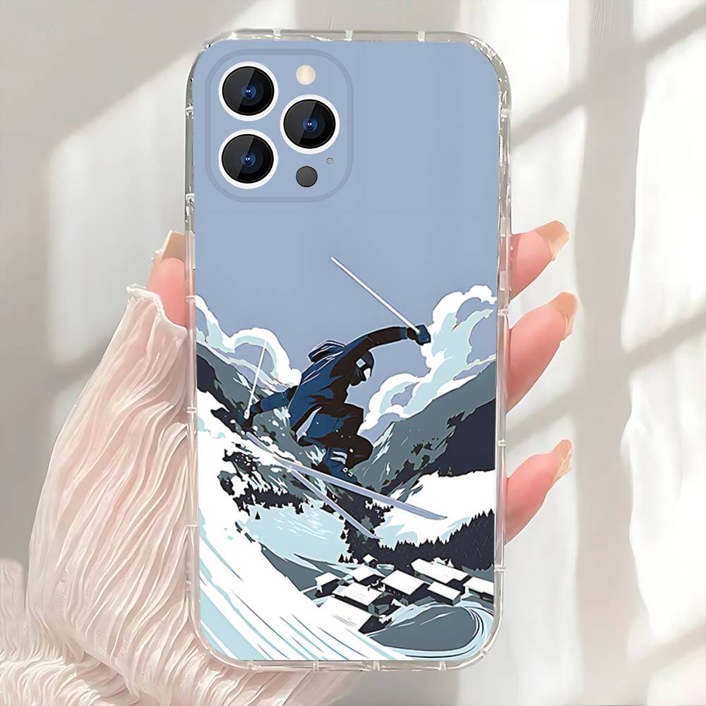 Snow Snowboard Ski Phone Case For iPhone 17,16,15,14,13,12,11 Pro,Max,Plus,X,XS,XR,SE4,E Mini Transparent Soft Cover