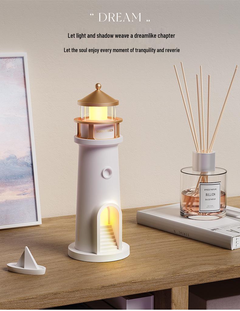 Moonlight Lighthouse Projector: Bedroom Night Light & Bluetooth Speaker Ornament, Perfect Birthday Gift.
