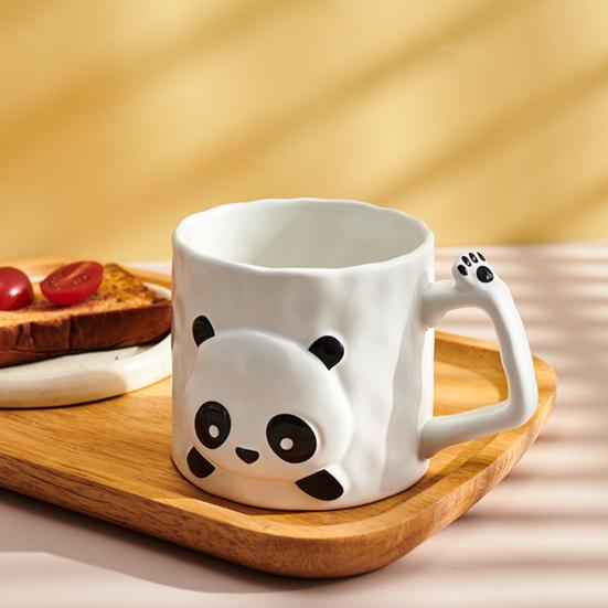 390ml Ceramic Mug Cartoon Panda Shape Large Capacity Ceramic Coffee Mug with Chinese Elements High Temperature Resistant Office Cup