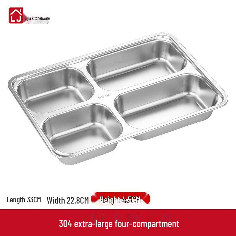 Lijia Stainless Steel Extra Large 4-Compartment Lunch Box