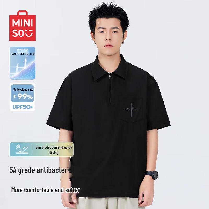 MINISO Men's Quick-Dry Half-Zip Polo Shirt