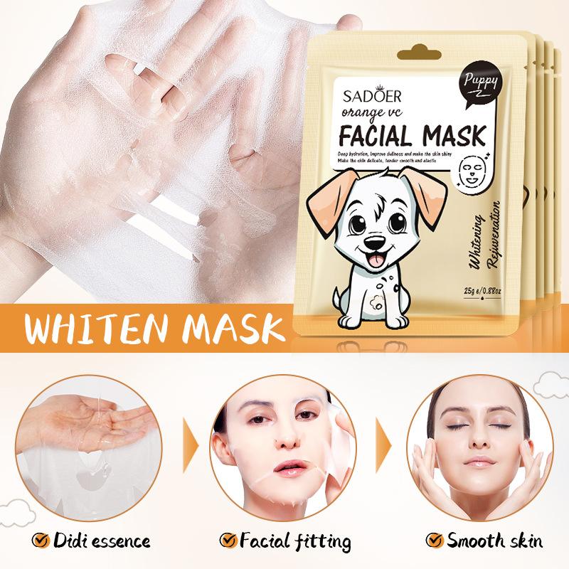 5pcs SADOER Cartoon Fresh Fruit Facial Masks Moisturizing Soothing Brightening Hydrating Face Mask for Facial Skin Care