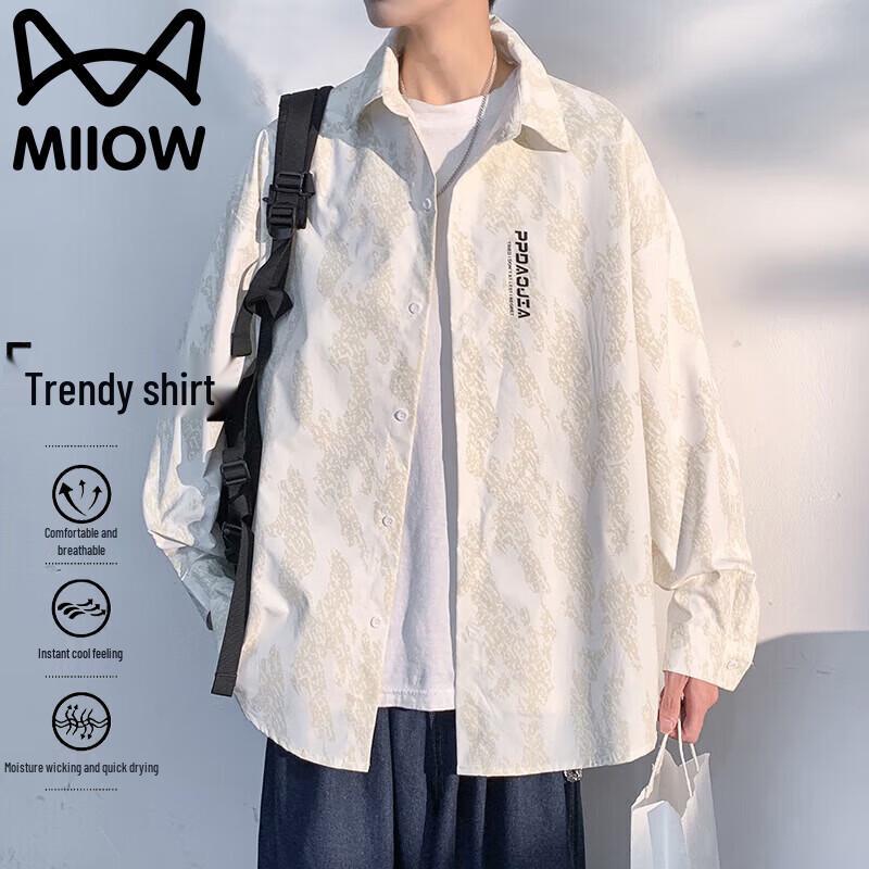 MiiOW Men s Short-Sleeve Lapel Casual Shirt M