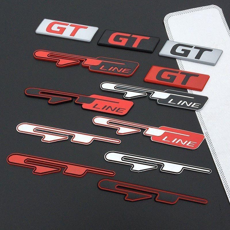 

3D Car GT line Design Fender Rear Trunk body Emblem Badge Sticker For Peugeot For Kia K9 Forte Ceed Cerato RIO K3 K5 Accessories GT LINE червоний/чорний