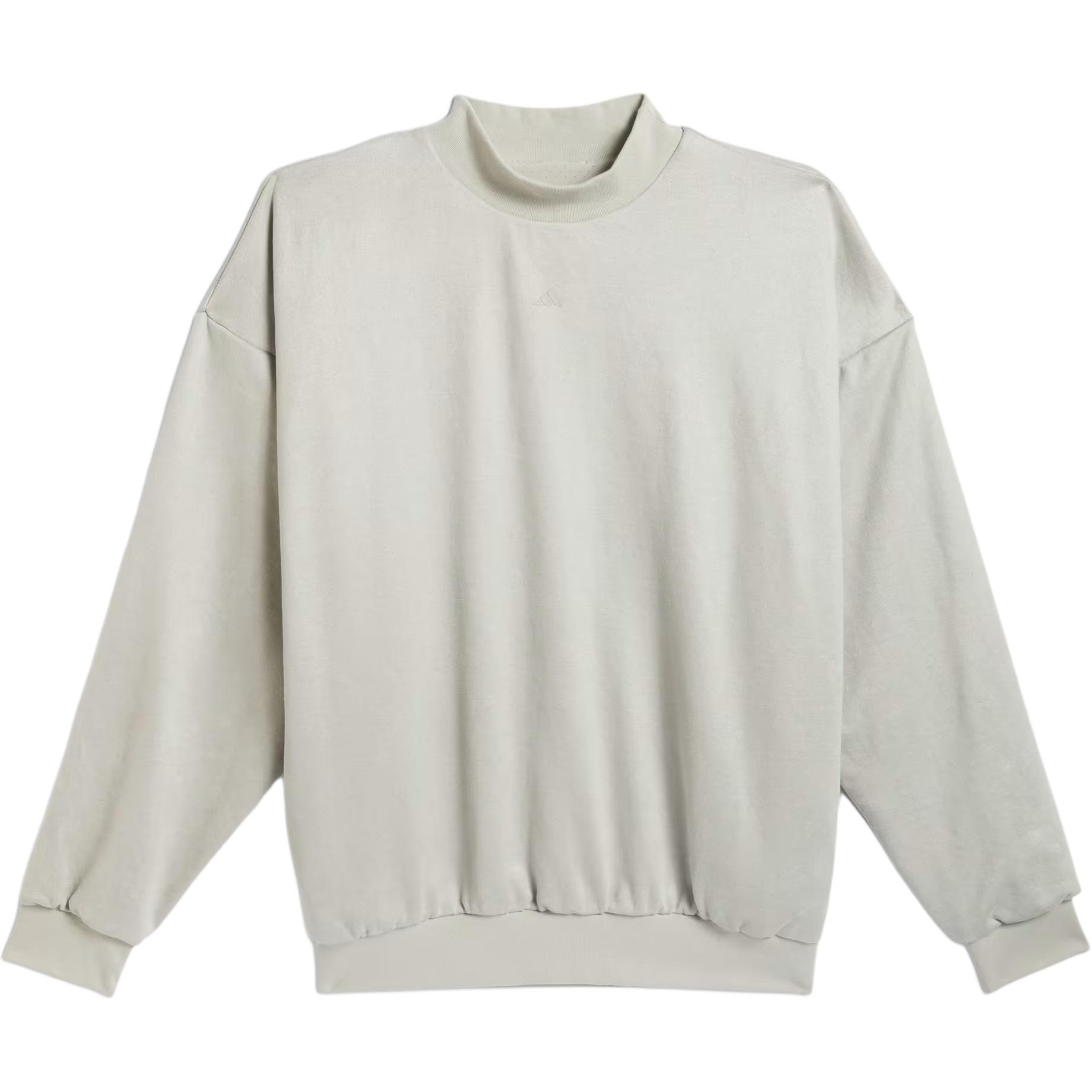 adidas One Basketball Unisex Oversized Sueded Crew Sweatshirt Sesame IN7698 S