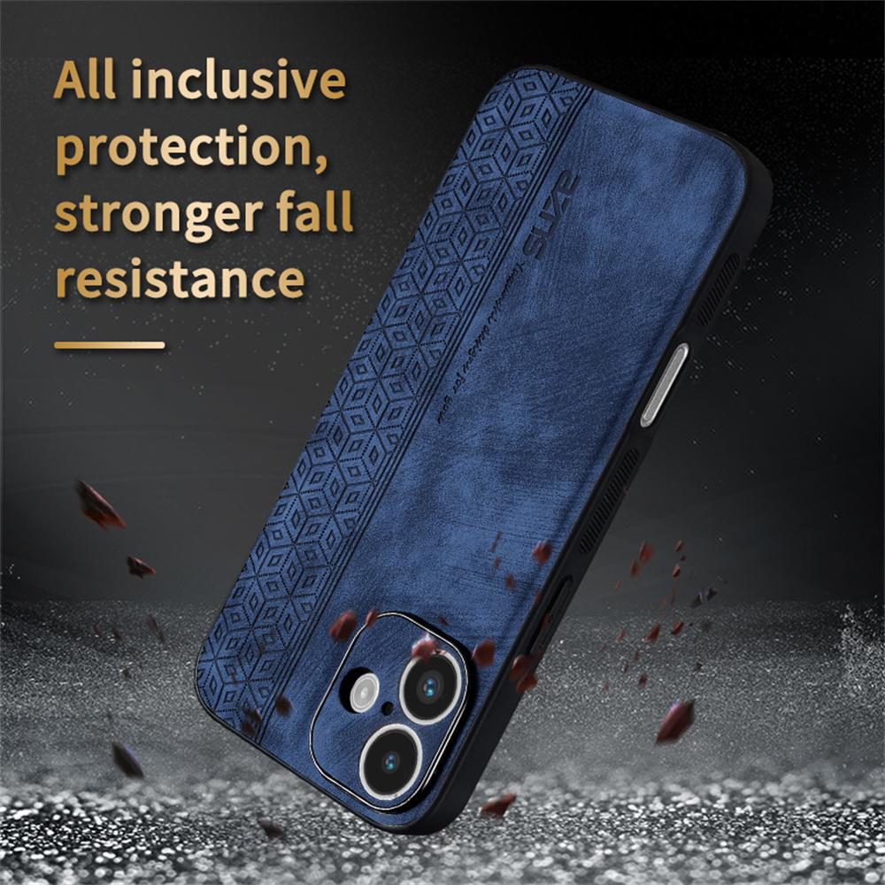 AZNS For iPhone 16 Case Protective PU Leather Covered TPU Phone Shell