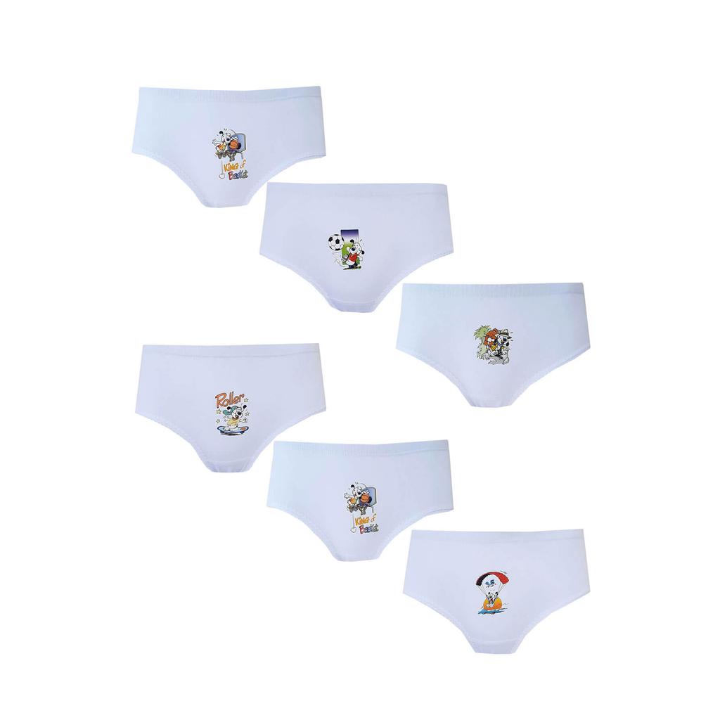 Set de 6 lenjerie intimă Tutku pentru fete, cu imprimeu Bato, din bumbac