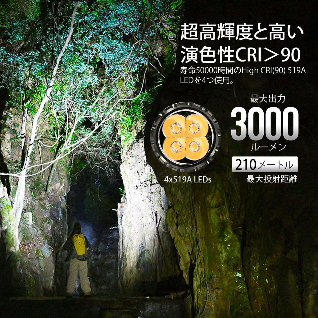 ACEBEAM E75 High Color Rendering Daylight 5000K LED 3000 High Handy Work IP68 Mountain Search and Disaster Power Outage Emergency Use Flashlight,