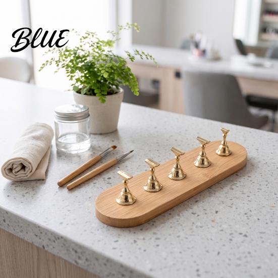 DIY Nail Art Tool Practice Stand with Wooden Base, Magnetic Press-on Holder Acrylic Display for Painting Nails, False Home Salon Manicure