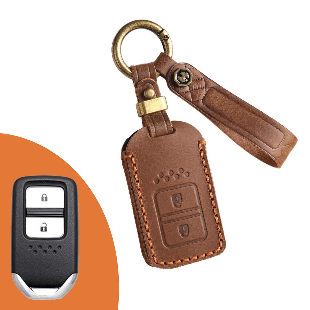 Genuine Leather Key Cover for Honda Fit, Civic, Accord, or Crown Road.