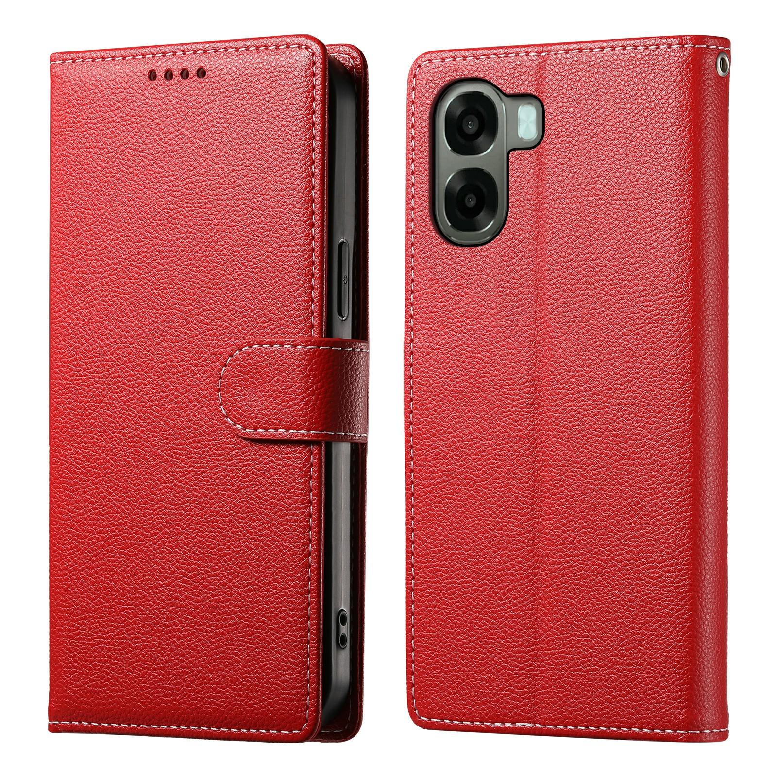 

Wallet Case For Oppo A6x 5G / A6x 4G Magnetic Snap Litchi Texture Leather Phone Cover with Wrist Strap