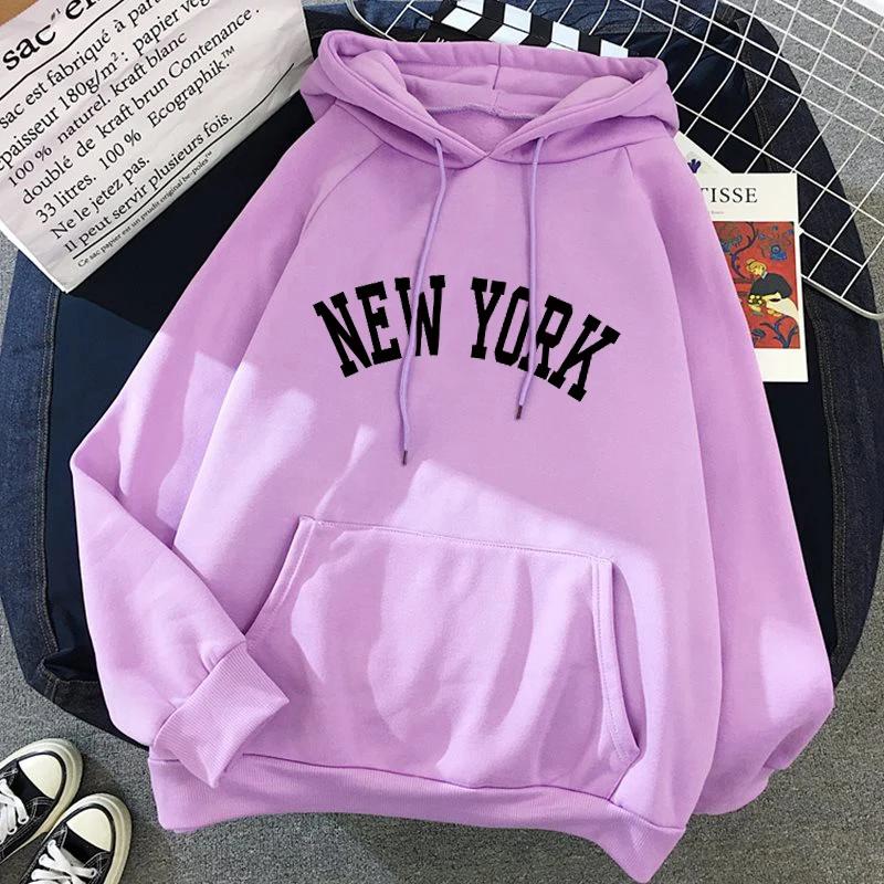 Female Thicken Warm Hoodies Lady Autumn Tops NEW Colors Sweatshirts winter Women's NEW YORK printing Hooded