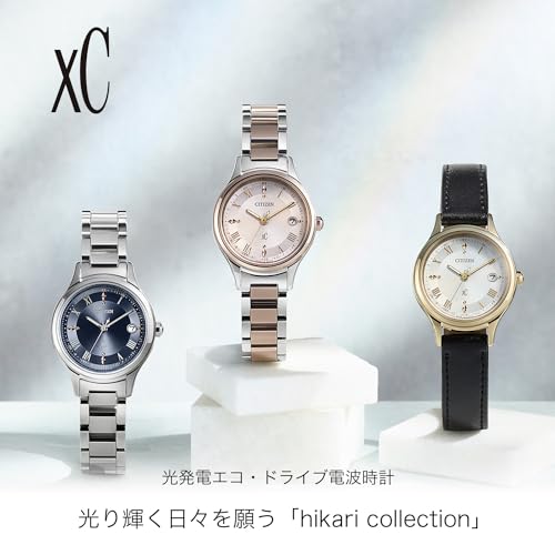 Citizen ES9490-61L Women's Cross Sea Eco-Drive Radio-Controlled Watch, Water Resistant, Navy Blue, Hikari Collection, Silver