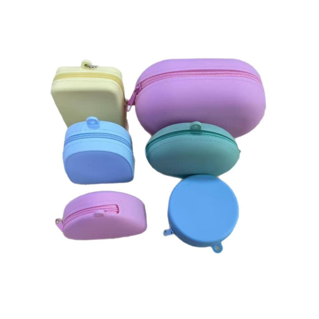 Silicone Macaron Zipper Coin and Cable Bag with Custom Logo In Various Styles