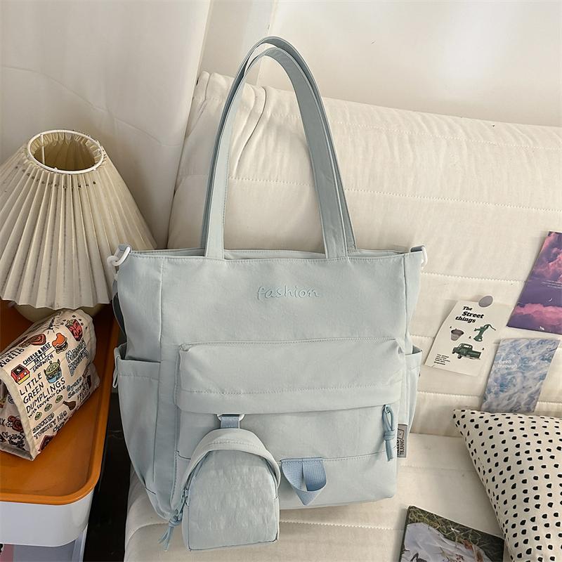 Large Capacity Commuter Shoulder Bag Women's Tote Bag Student Book Bag with Coin Purse