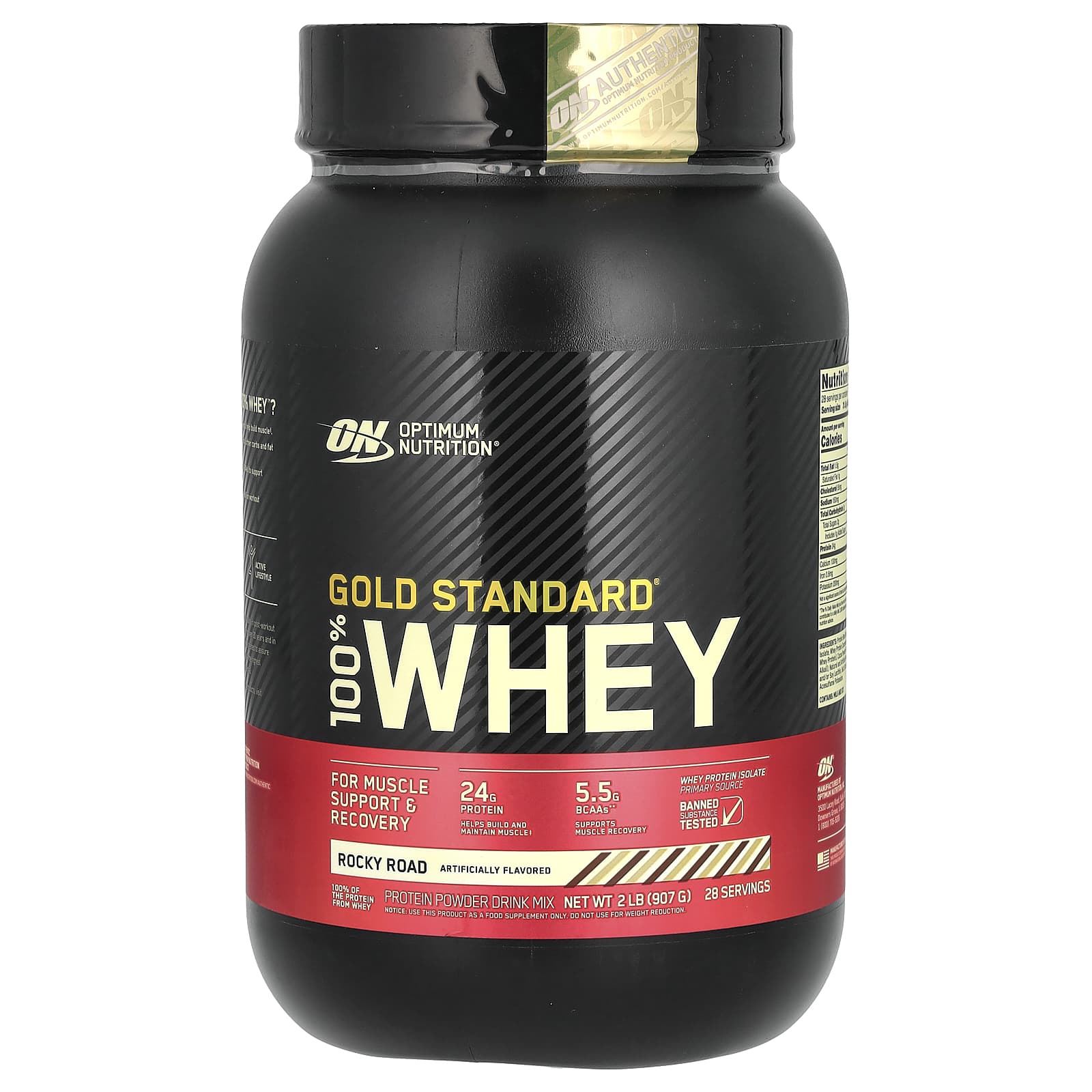 

Optimum Nutrition, Gold Standard 100% Whey, Rocky Road, 2 lbs (907 g)