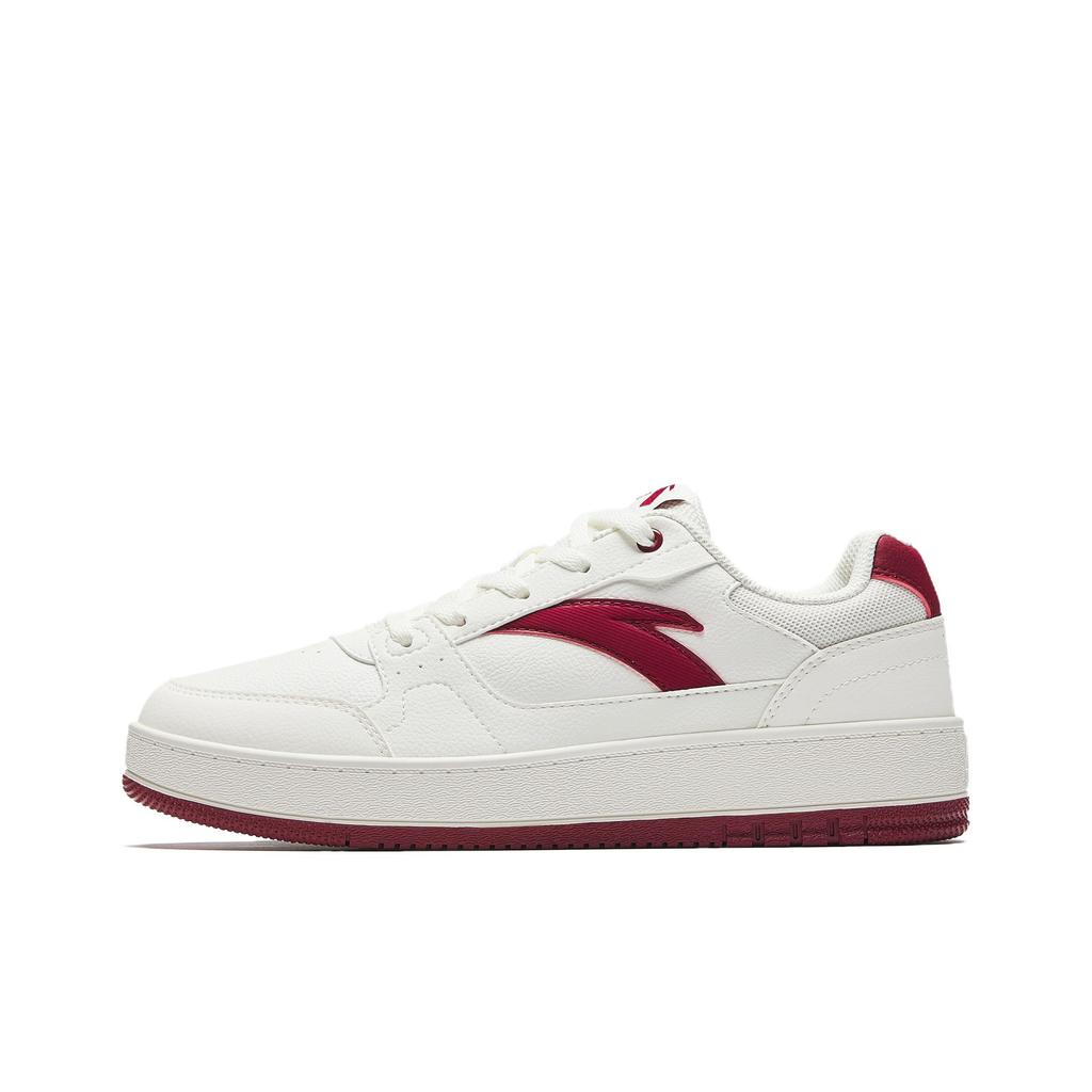 Anta Year 2 Simple Versatile Classic Fashion Durable Lightweight Low-Top Skate Shoes Women Sneaker White Red 922548068-6