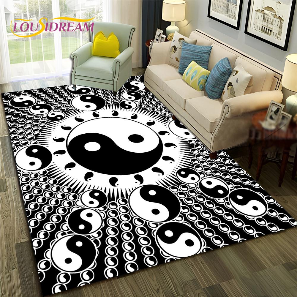 Chinese Bagua Yin Yang 3D Tai Chi Carpet Rug for Home Living Room Bedroom Sofa Doormat Decor,Child Area Rug Non-slip Floor Mat