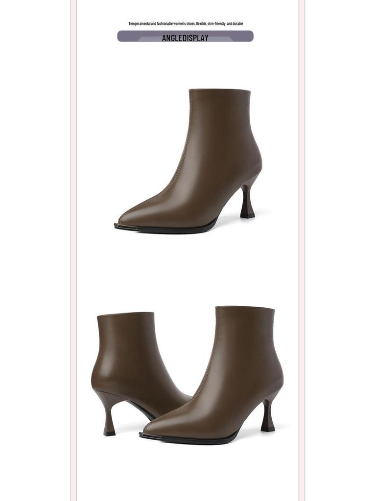 Black Pointed Toe Stiletto Ankle Boots - Stylish & Comfortable Women's Heels for Autumn/Winter