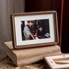 Retro Handmade Wooden Photo Frame with Passe-Partout, Vertical/Horizontal Standing Desktop Picture Frame Hanging Wall Decor