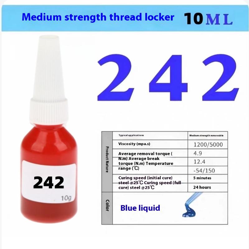 

1 шт. Фиксатор резьбы Анаэробный отверждаемый металлический клей Фиксатор резьбы 222/242/243/262/263 Фиксатор гаек-болтов Клей для винтов 242 10ml
