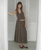 Sinun Sinoon Pleated Maxi Skirt (Check)
