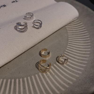 Pendientes de Clip de hojas de Color plateado para mujeres y hombres, pendientes creativos simples en forma de C, conjunto con rizador para oreja sin perforación, regalo de joyería de tendencia